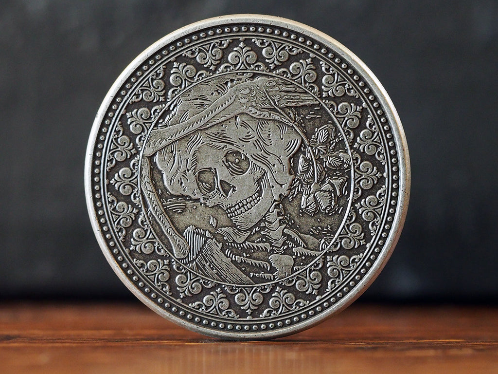 Calaveras Antique Silver Finish Coin