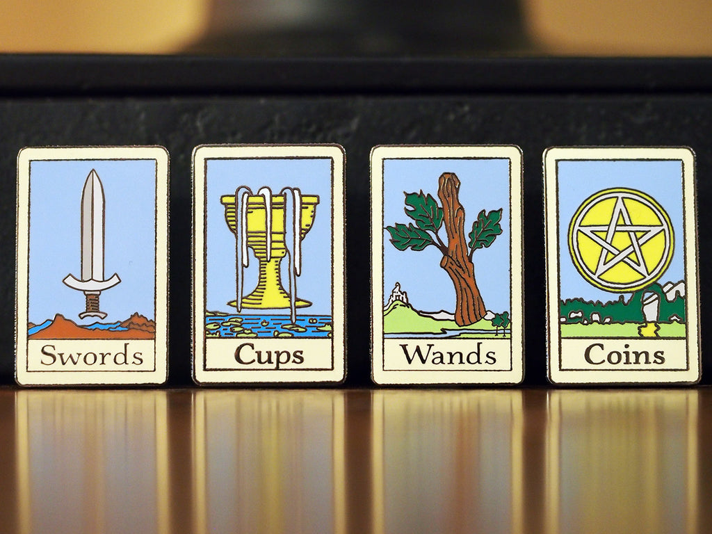 Set of 4 Tarot Hard-Enameled Pins